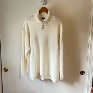 J. Crew Ivory Cotton Cashmere blend Turtleneck Sweater XXL NWT